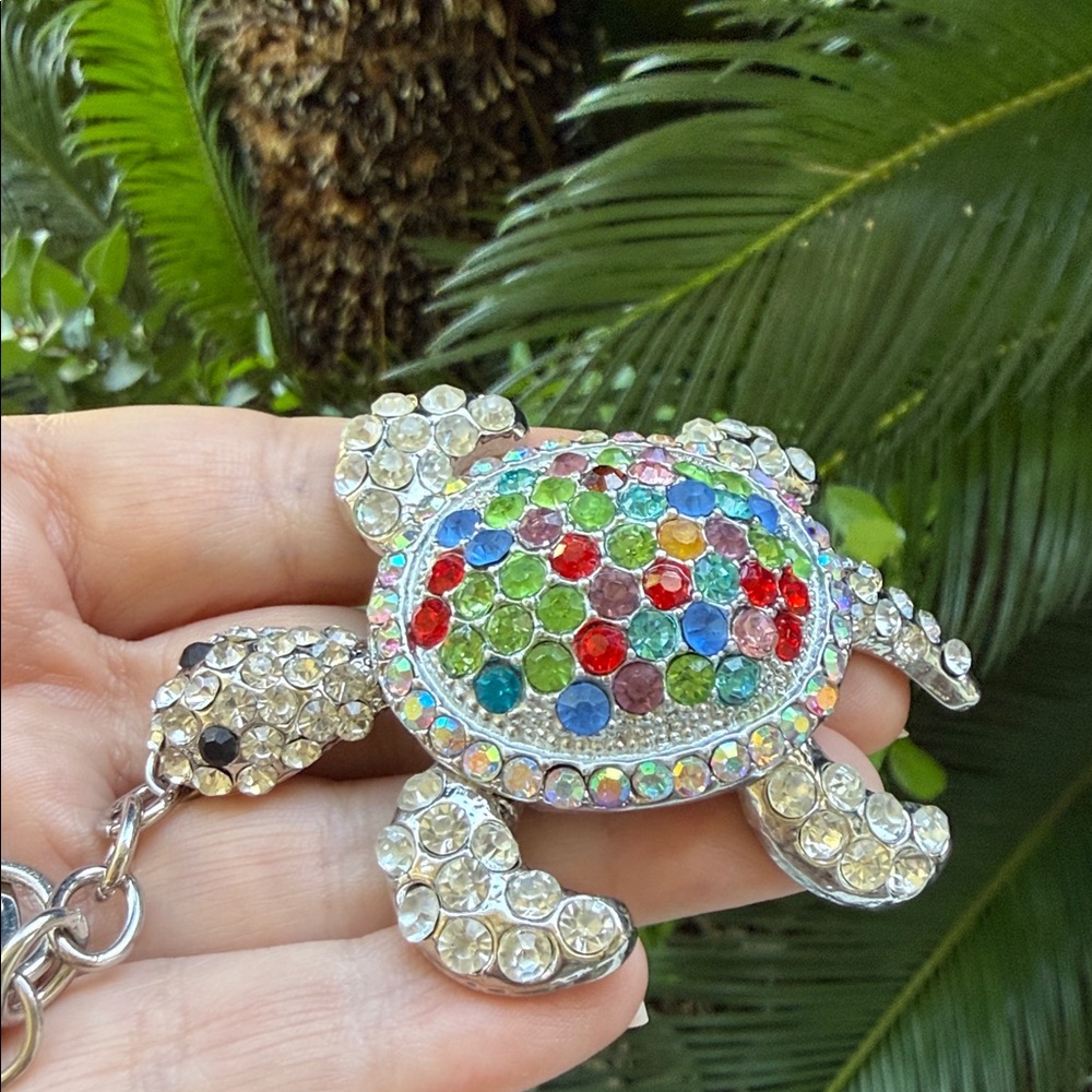 Colorful Turtle Keychain with Rhinestones - Picture 13 of 16